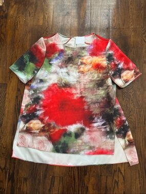 Adam Lippes Multicolor Floral Print Short Sleeve Blouse